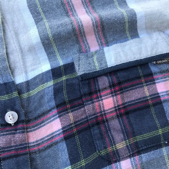 DKNY Women Button Front Shirt Dress Plaid Top - Picture 4 of 8